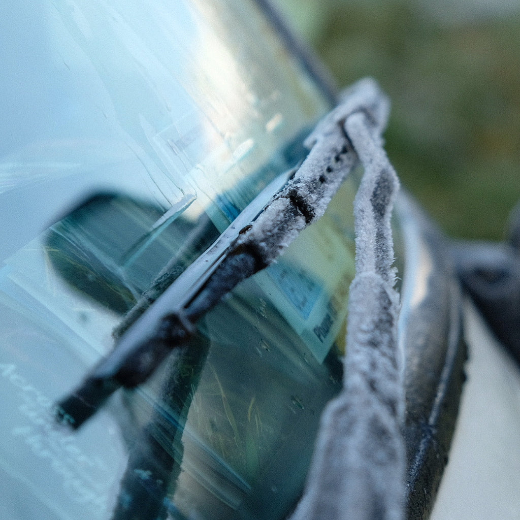 winter windscreen with frost